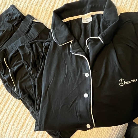 Soma Pajama Set Black with White Trim - Picture 3 of 7